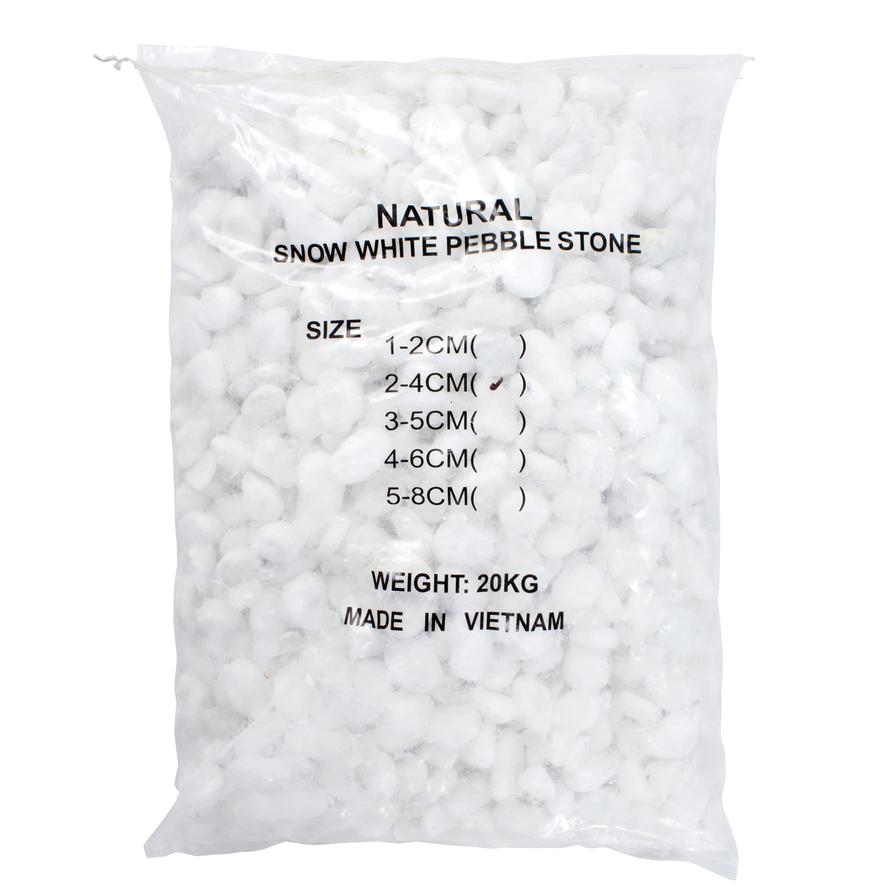 Natural Snow White Pebble Stones (2-4 cm, 20 kg)