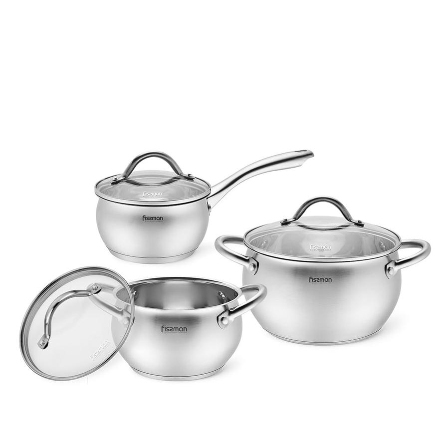 FISSMAN 304 Stainless Steel Cooking Sauce Pot With Glass Lid