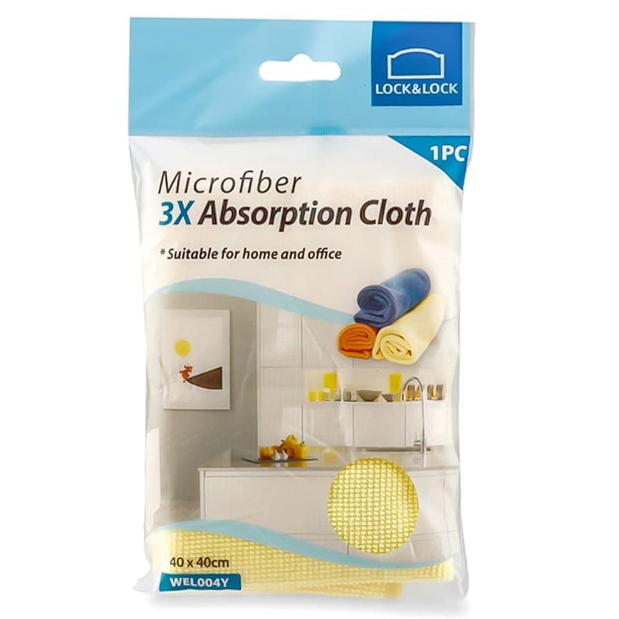 Lock & Lock Microfiber Cleaning Cloth (32 x 32 cm, Pack at 3, Yellow)