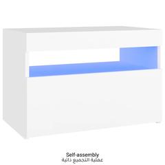 vidaXL Bedside Cabinet & LED Lights White 60x35x40 cm Engineered Wood