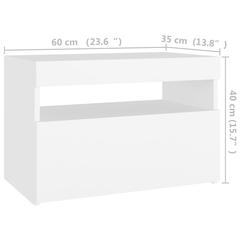vidaXL Bedside Cabinet & LED Lights White 60x35x40 cm Engineered Wood