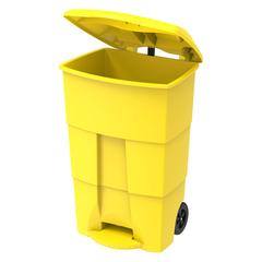 Cosmoplast Plastic Step-on Waste Bin W/Pedal & Wheels (125 L, Yellow)