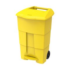 Cosmoplast Plastic Step-on Waste Bin W/Pedal & Wheels (125 L, Yellow)