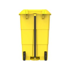 Cosmoplast Plastic Step-on Waste Bin W/Pedal & Wheels (125 L, Yellow)
