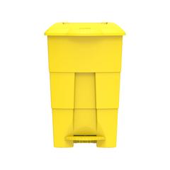 Cosmoplast Plastic Step-on Waste Bin W/Pedal & Wheels (125 L, Yellow)