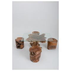 Leaf 4-Seater Teak Wood Dining Set Khashabeesta