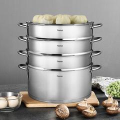 Fissman Barakat Stainless Steel Stockpot W/Glass Lid & 3-Steamer Inserts (30 cm, 5 Pc.)