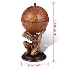 vidaXL Globe Beverage Stand Atlas Design 42x42x85 cm