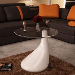 vidaXL Coffee Table with Round Glass Top High Gloss White (42 cm)