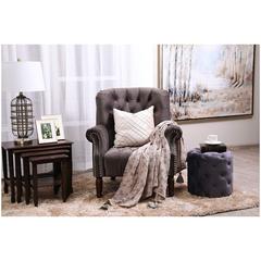 Pan Emirates Spyro Velvet Fiber & Wood Accent Chair (87 x 90 x 97 cm)