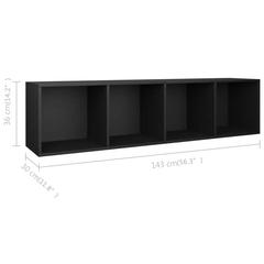 vidaXL Book Cabinet/TV Cabinet Black Engineered Wood (36 x 30 x 143 cm)