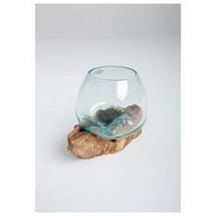Khashabeesta Teak Wood & Glass Planter (26 x 26 x 19 cm)