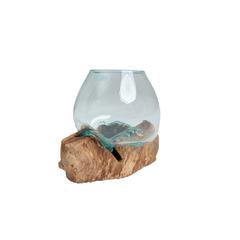Khashabeesta Teak Wood & Glass Planter (26 x 26 x 19 cm)