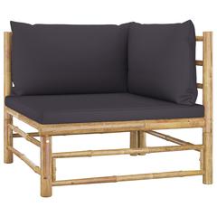 1-Seater Bamboo Corner Sofa W/Cushions vidaXL