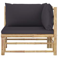 1-Seater Bamboo Corner Sofa W/Cushions vidaXL