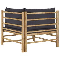 1-Seater Bamboo Corner Sofa W/Cushions vidaXL