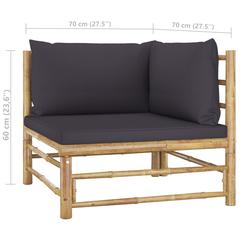 1-Seater Bamboo Corner Sofa W/Cushions vidaXL