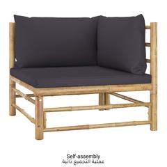 1-Seater Bamboo Corner Sofa W/Cushions vidaXL