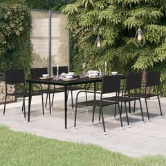 vidaXL Garden Dining Table Black Steel & Glass (200 x 100 x 74 cm)