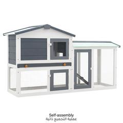 vidaXL Firwood Outdoor Rabbit Cage (145 x 45 x 85 cm, Grey & White)