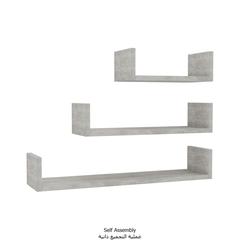 vidaXL Wall Display Shelf 3 pcs Concrete Grey Engineered Wood