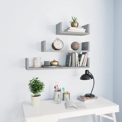 vidaXL Wall Display Shelf 3 pcs Concrete Grey Engineered Wood