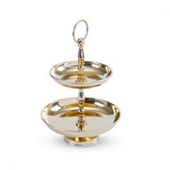 Pan Emirates Cabalen 2-Tier Cake Stand (19 x 19 x 25 cm, Shiny Gold)