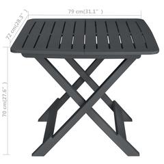 vidaXL 3-Piece Plastic Folding Bistro Set (79 x 72 x 70 cm, Anthracite)