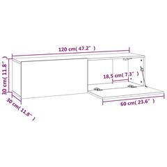 vidaXL TV Wall Cabinet Brown Oak 120x30x30 cm Engineered Wood