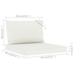 vidaXL Pallet Sofa Cushions 2 pcs Cream White Fabric