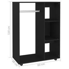 vidaXL Engineered Wood Wardrobe (80 x 40 x 110 cm, Black)