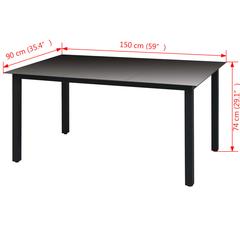 Aluminum & Glass Garden Table vidaXL (150 x 90 x 74 cm)