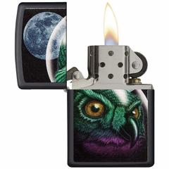 Zippo Space Owl Design Windproof Lighter, 29616 218 (Black Matte)