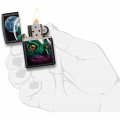 Zippo Space Owl Design Windproof Lighter, 29616 218 (Black Matte)