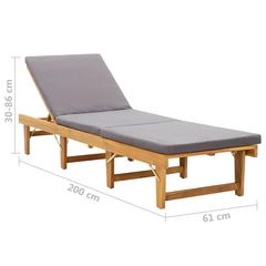 Solid Acacia Wood Folding Sun Lounger W/Cushions vidaXL