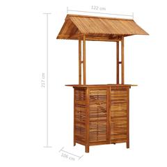 Solid Acacia Wood Bar Table W/Rooftop vidaXL (122 x 106 x 217 cm)