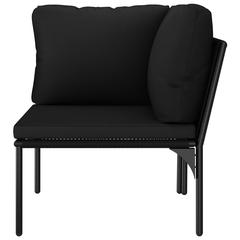 vidaXL 3 Piece Garden Lounge Set with Cushions Black PVC (190 x 70 x 65 cm)