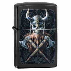 Zippo Anne Stokes Viking Skull Windproof Lighter, 49106 (High Polish Black)