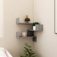 vidaXL Engineered Wood Wall Corner Shelf (40 x 40 x 50 cm, Gray Sonoma)