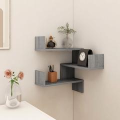vidaXL Engineered Wood Wall Corner Shelf (40 x 40 x 50 cm, Gray Sonoma)