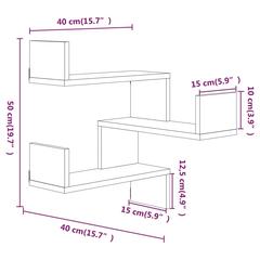 vidaXL Engineered Wood Wall Corner Shelf (40 x 40 x 50 cm, Gray Sonoma)