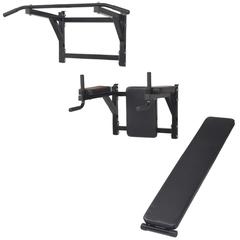 vidaXL Wall-mounted Multi-functional Fitness Power Tower Black