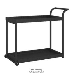 vidaXL Poly Rattan Serving Trolley (100 x 45 x 83 cm, Black)