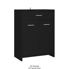 vidaXL Engineered Wood Bathroom Cabinet (60 x 33 x 80 cm, Black)