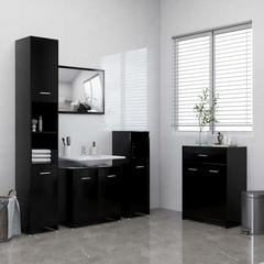 خزانة حمام خشب هندسي فيدا إكس إل (60 × 33 × 80 سم ، أسود)