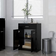 خزانة حمام خشب هندسي فيدا إكس إل (60 × 33 × 80 سم ، أسود)