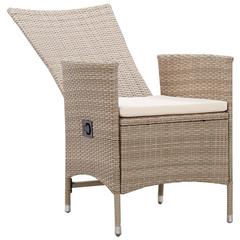 6-Seater Poly Rattan Garden Dining Set vidaXL (150-200 x 100 x 74 cm, Beige)