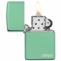 Zippo Classic Zippo Logo Windproof Lighter, 28129ZL (High Polish Green)