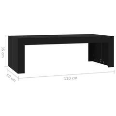 vidaXL Coffee Table Black Engineered Wood (110 x 50 x 35 cm)