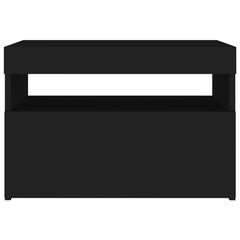 vidaXL Bedside Cabinet & LED Lights Black 60x35x40 cm Engineered Wood